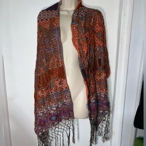 Multicolor Indian scarf beautiful vibrant colors, little mirrors